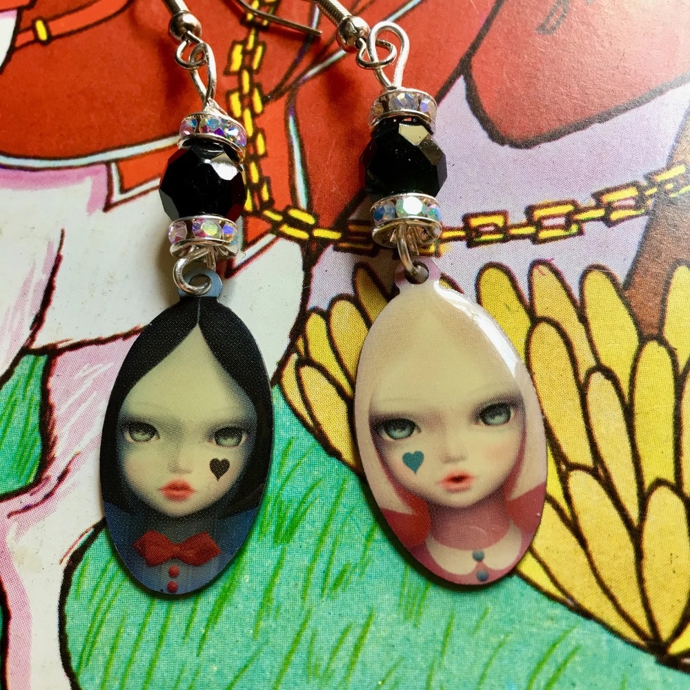 1970s - Handmade Big Eye Girl/Boy Earrings - Festival Wear - Goth Earrings